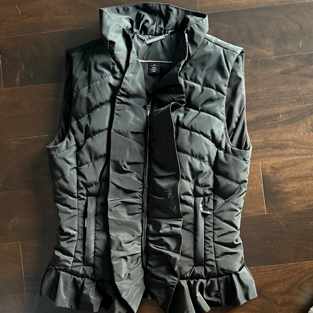 White House Black Market Ruffled Black Vest